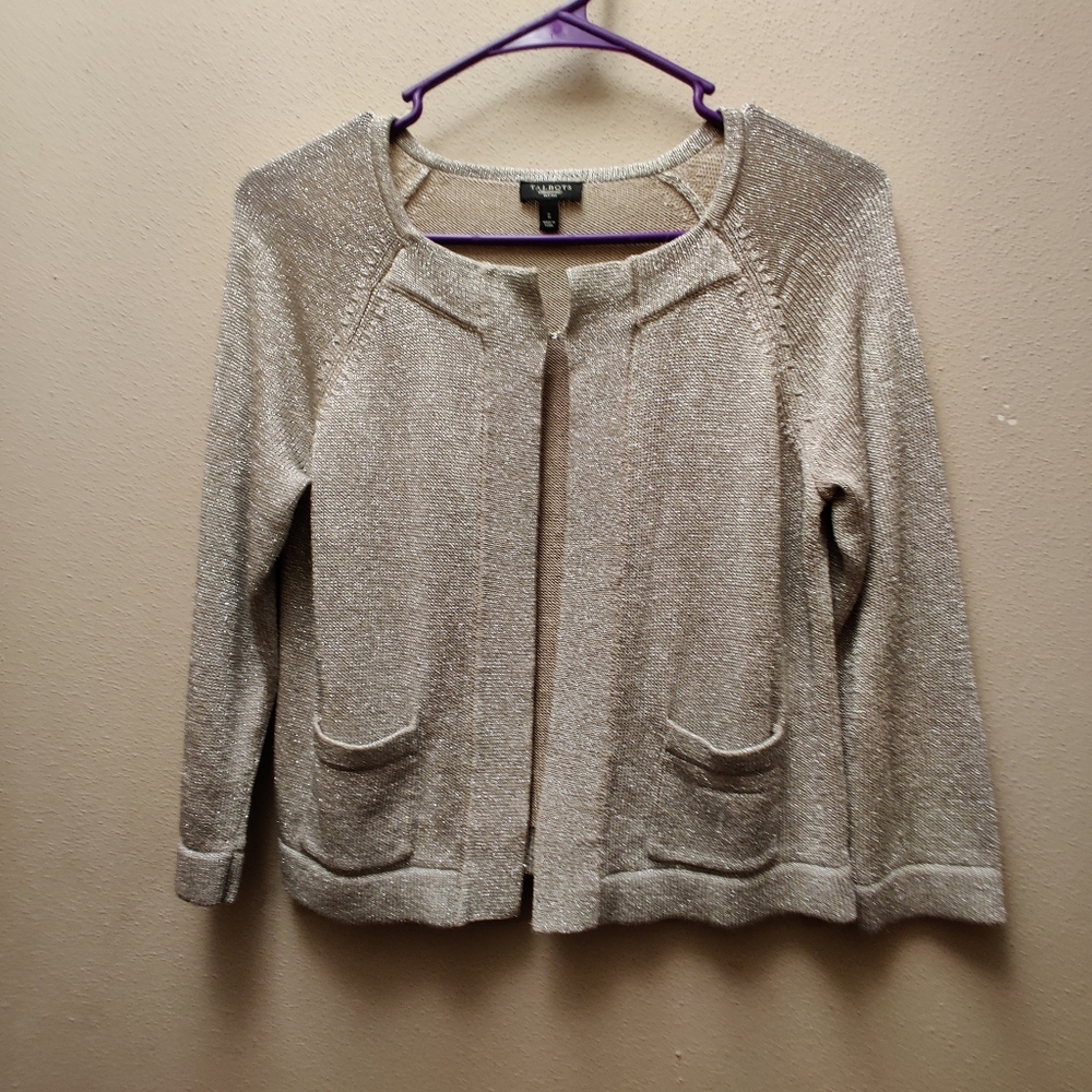 Women's  Silver Metallic Sweater Cardigan